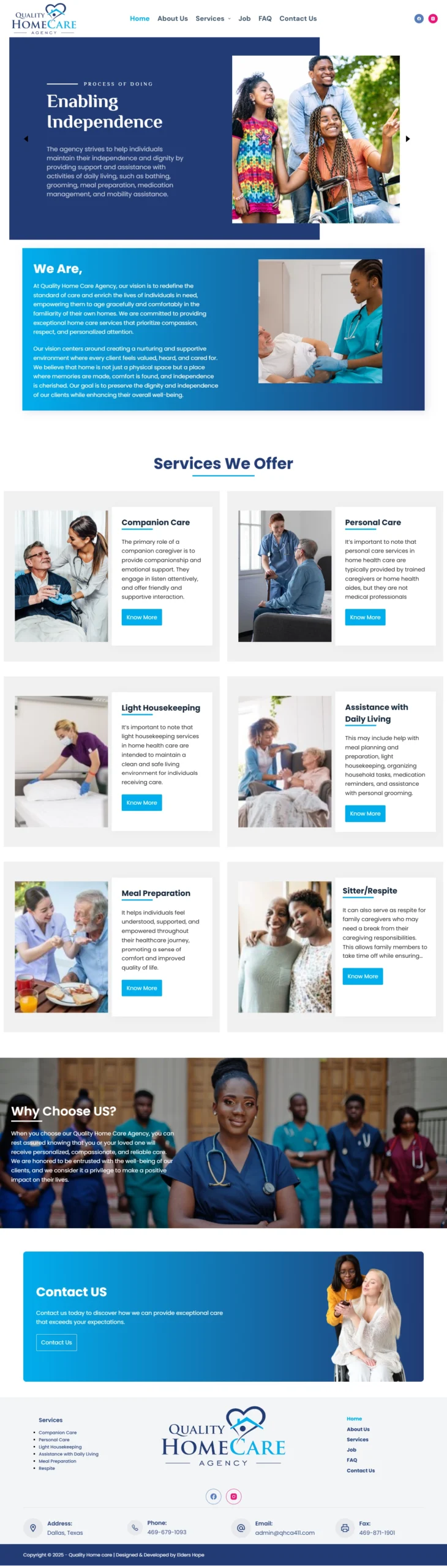 Quality Home Care website preview