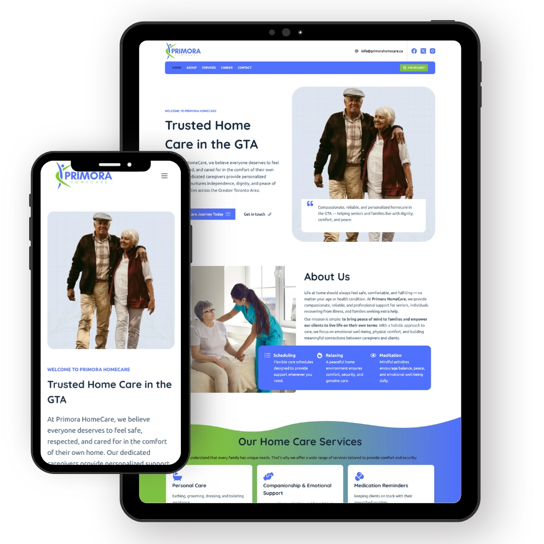 Portfolio 27 Primora Home Care Website Design