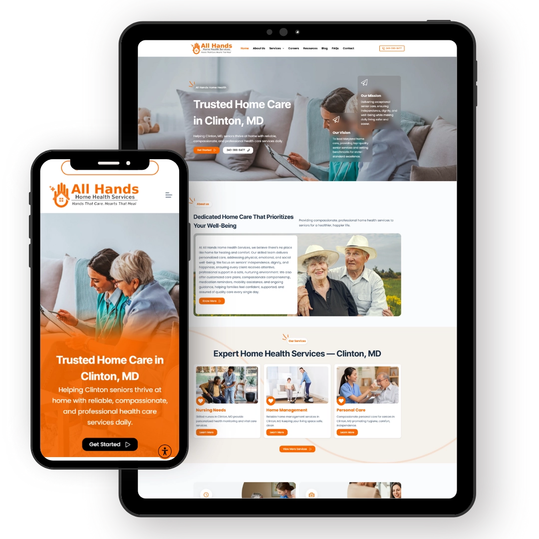 Home Care Website Design 7 all hands home health website design